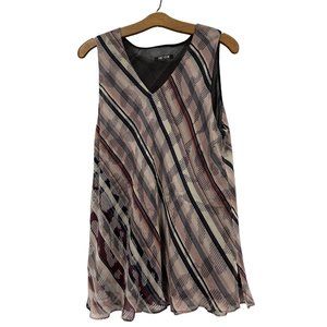 Nic and Zoe Silk Striped Geometric Tank Top Womens S Sleeveless Side Slit Flowy